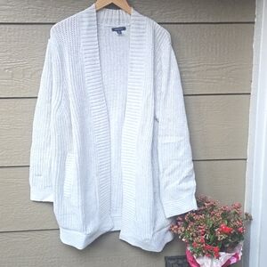 Lands' End Light oatmeal Open Shaker Cardigan 2x New In Package NWT